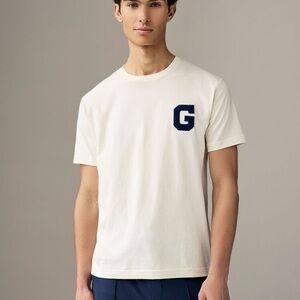 Zara Men's Cream Tee with Navy G